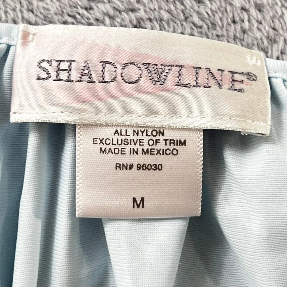 Shadowline Nightgown Size Medium Blue Floral Embroidered Flutter Sleeve Maxi